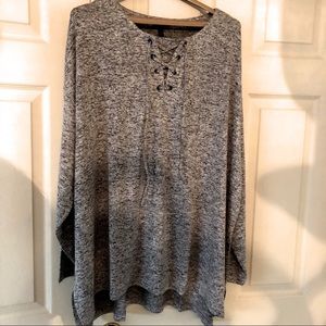 NWT 3X The Limited grey lace up neck top